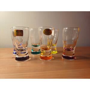 Vintage Rainbow Ivet made in Italy Pop Art Colored Shot Glasses lot of 6